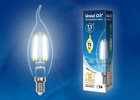Лампа светодиодная Uniel Air  арт. LED-CW35-7,5W/NW/E14/CL GLA01TR картон