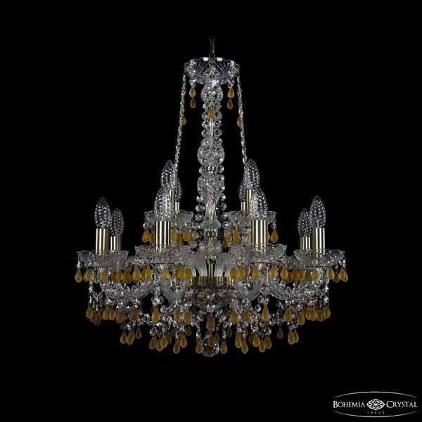 Подвесная люстра Bohemia Ivele Crystal 1410 золото арт. 1410/8+4/195/h-63 Pa V1003