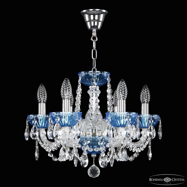 Подвесная люстра Bohemia Ivele Crystal 5402 никель арт. 5402/6/141 Ni Aquamarine/M-1G