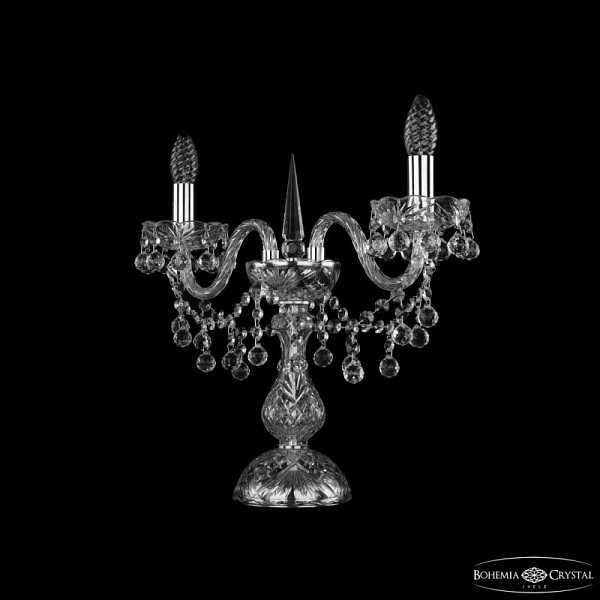 Настольная лампа декоративная Bohemia Ivele Crystal 1409 никель арт. 1409L/2/141-39 Ni