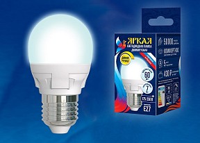 Лампа светодиодная Uniel Яркая Dim  арт. LED-G45 7W/4000K/E27/FR/DIM PLP01WH картон