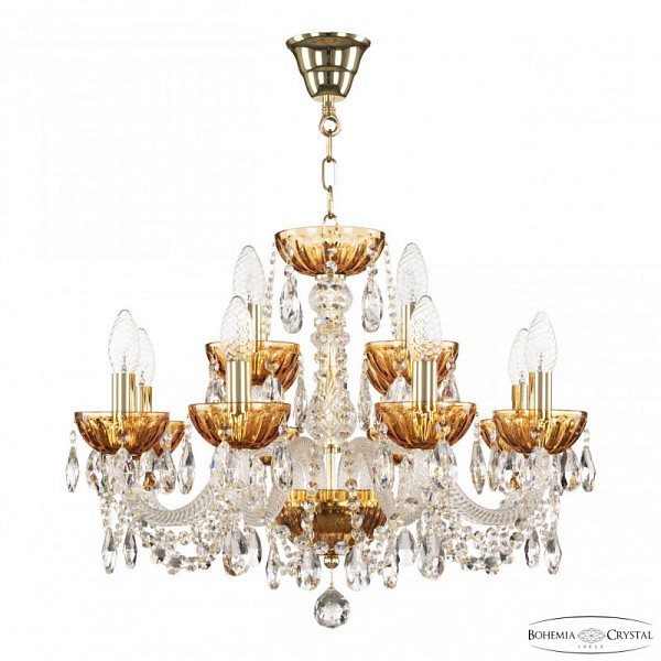 Подвесная люстра Bohemia Ivele Crystal 5402 золото арт. 5402/8+4/195 G Amber/M-1H