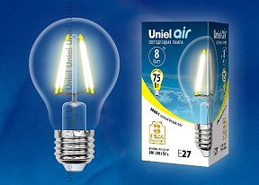 Лампа светодиодная Uniel Air  арт. LED-A60-8W/WW/E27/CL GLA01TR картон