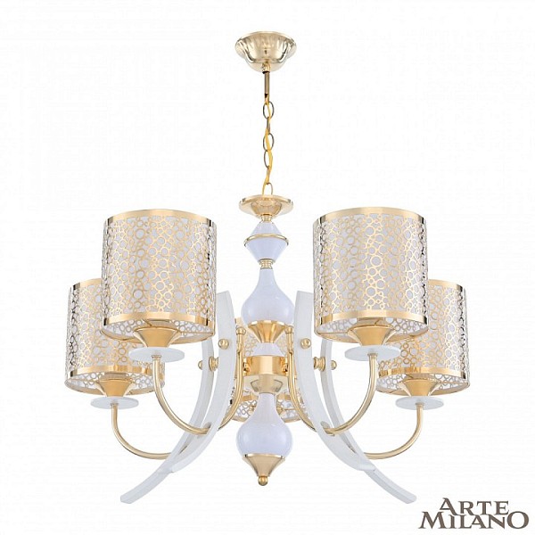Подвесная люстра Arte Milano Florentia-6067 белый арт. 306067/5 Wh/Gd