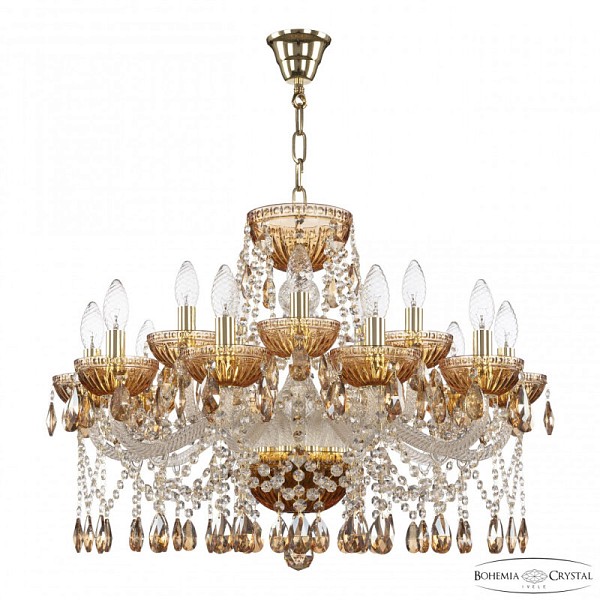 Подвесная люстра Bohemia Ivele Crystal 5413 золото арт. 5413/10+5/240 G Amber/M-1G K721