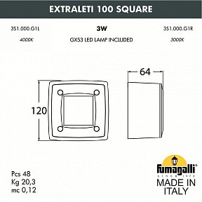 Встраиваемый светильник Fumagalli Extraleti белый арт. 3S1.000.000.WYG1L