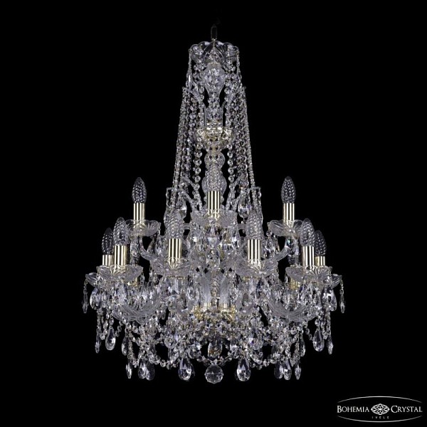 Подвесная люстра Bohemia Ivele Crystal 1411 золото арт. 1411/10+5/195/XL-80/2d G