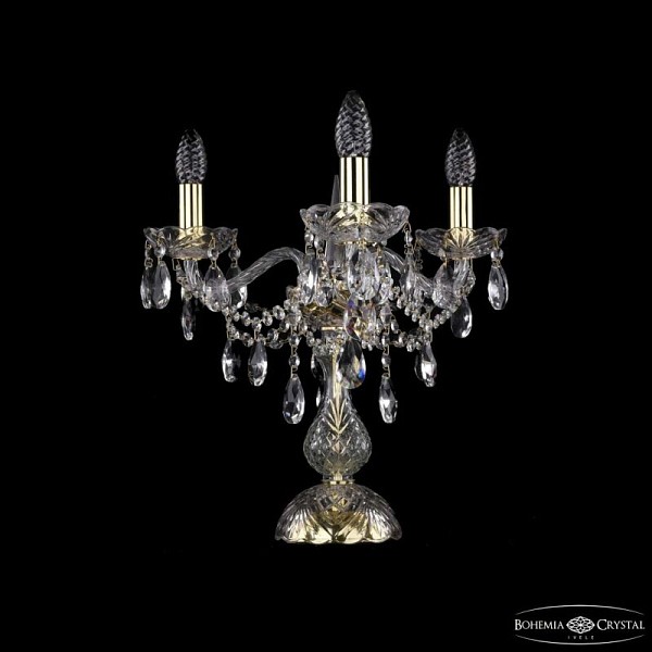 Настольная лампа декоративная Bohemia Ivele Crystal 1415 золото арт. 1415L/3/141-39 G