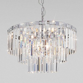 Подвесная люстра Eurosvet Elegante серый арт. 10130/8 хром/прозрачный хрусталь Strotskis