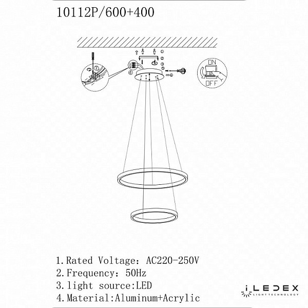 Подвесной светильник iLedex Axis латунь арт. 10112P/2-39W-3000K (6/4) BR