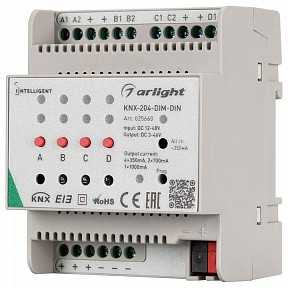 Контроллер Arlight Intelligent белый арт. KNX-204-DIM-DIN (12-48V, 8x0.35/4x0.7/2x1A)