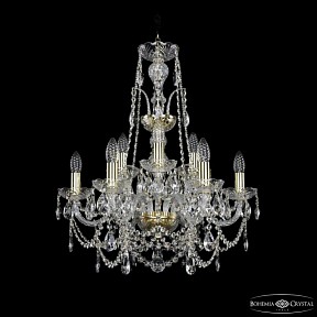 Подвесная люстра Bohemia Ivele Crystal 1411 золото арт. 1411/6+3/195/XL-65 G