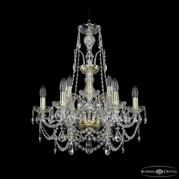 Подвесная люстра Bohemia Ivele Crystal 1411 золото арт. 1411/6+3/195/XL-65 G