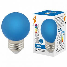 Лампа светодиодная Volpe Sky  арт. LED-G45-1W/BLUE/E27/FR/С