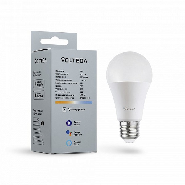 Лампа светодиодная диммируемая Voltega Wi-Fi bulbs  арт. 2429
