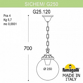 Подвесной светильник Fumagalli Globe 250 бронза арт. G25.120.000.BYE27