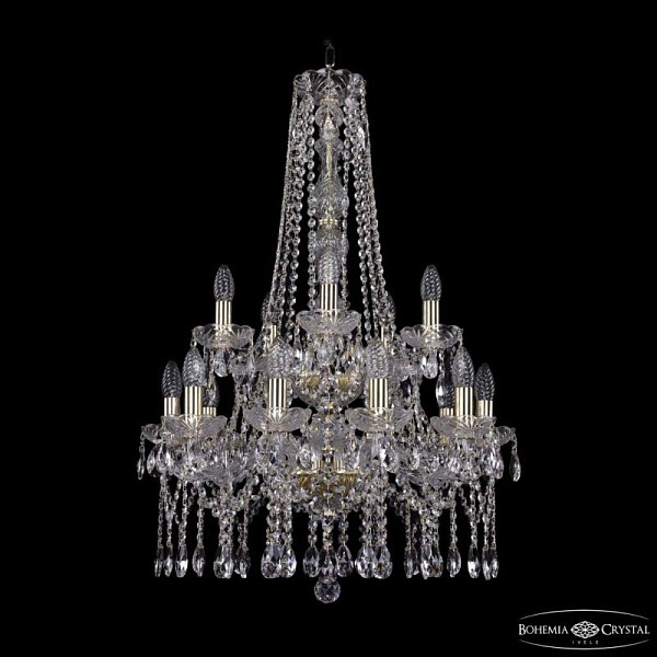 Подвесная люстра Bohemia Ivele Crystal 1413 золото арт. 1413/10+5/200/h-87/2d G