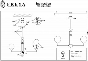 Люстра на штанге Freya Bolas желтый арт. FR5185PL-06BS