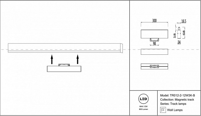 Накладной светильник Maytoni Track lamps черный арт. TR012-2-12W3K-B