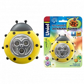 Ночник Uniel DTL-354 яркие арт. DTL-354 Божья Коровка/Yellow/3LED/3AAA