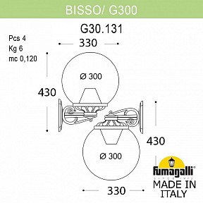 Светильник на штанге Fumagalli GLOBE 300 медь арт. G30.131.000.VXE27