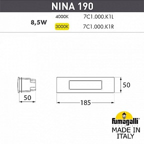 Встраиваемый светильник Fumagalli Nina серый арт. 7C1.000.000.LYK1L