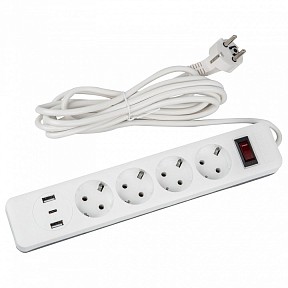 Сетевой фильтр Uniel S-GSR4-3 U2C1 WHITE/GREY  арт. UL-00012108