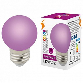 Лампа светодиодная Volpe Sky  арт. LED-G45-1W/PURPLE/E27/FR/С
