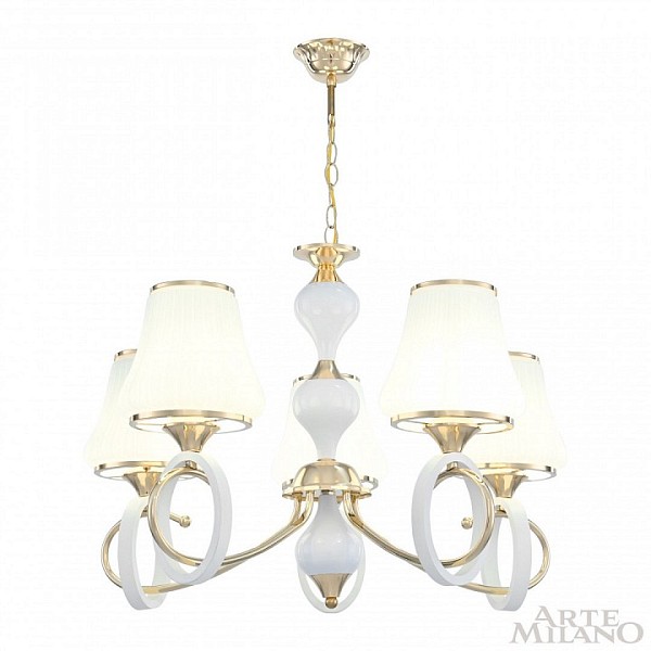 Подвесная люстра Arte Milano Florentia-2387 белый арт. 302387/5 Wh/Gd