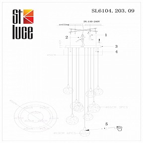 Подвесная люстра ST-Luce Montecelio золото арт. SL6104.203.09
