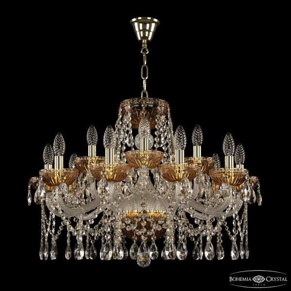 Подвесная люстра Bohemia Ivele Crystal 5413 золото арт. 5413/10+5/240 G Amber/M-1G