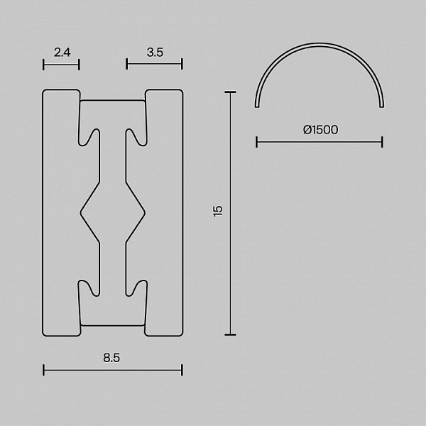 Трек Maytoni Technical Busbar trunkings Flarity черный арт. TRX154-2SR-D1500-B
