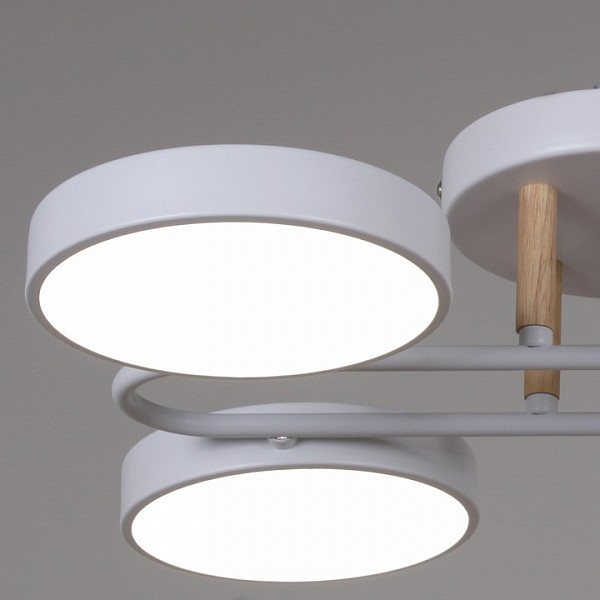 Люстра на штанге Reluce  белый арт. 03322-0.3-08 WH+WOOD