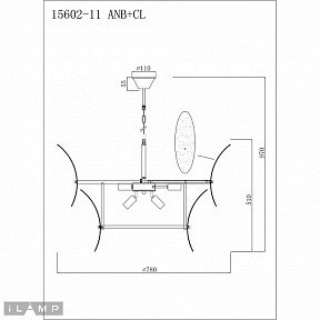 Подвесной светильник iLamp Gramercy  арт. 15602-11 ANB+CL