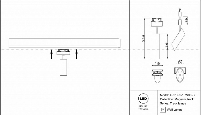 Светильник на штанге Maytoni Track lamps черный арт. TR019-2-10W3K-B