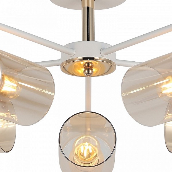 Люстра на штанге ILLUMICO  белый арт. IL8248-5COU-79 WH GD