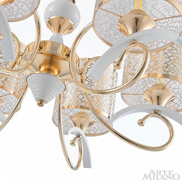 Подвесная люстра Arte Milano Florentia-9787 белый арт. 309787/6 Wh/Gd