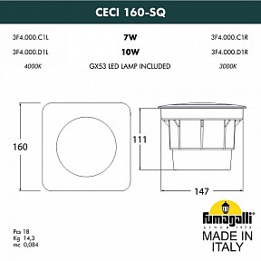 Грунтовый светильник Fumagalli Ceci черный арт. 3F4.000.000.AXD1L