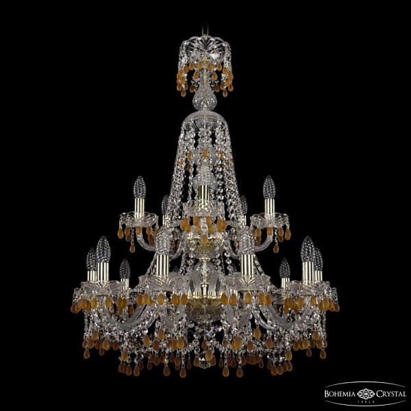 Подвесная люстра Bohemia Ivele Crystal 1410 золото арт. 1410/10+5/240/XL-91/2d G V1003