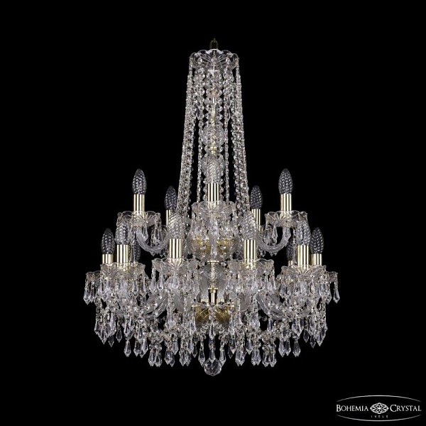 Подвесная люстра Bohemia Ivele Crystal 1403 золото арт. 1403/10+5/195/h-77/2d G