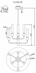 Люстра на штанге Moderli Illis зеленый арт. V11792-6P