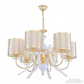 Подвесная люстра Arte Milano Florentia-6067 белый арт. 306067/6 Wh/Gd