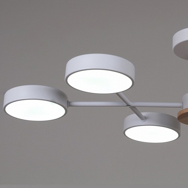 Люстра на штанге Reluce  белый арт. 03335-0.3-06 WH+WOOD
