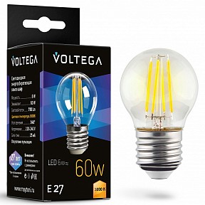 Лампа светодиодная Voltega Globe E27 6W  арт. 7215