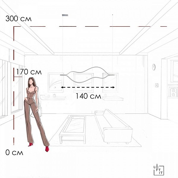 Подвесной светильник Loft it Tape Light металл арт. 10403/1400 SN