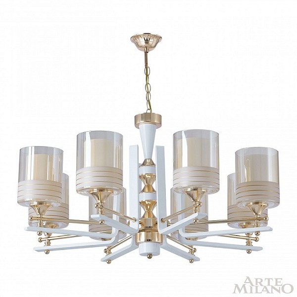 Подвесная люстра Arte Milano Florentia-6087 белый арт. 306087/8 Wh/Gd