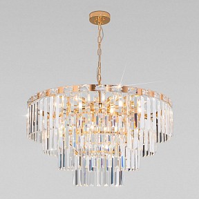Подвесная люстра Eurosvet Elegante желтый арт. 10130/10 золото/прозрачный хрусталь Strotskis