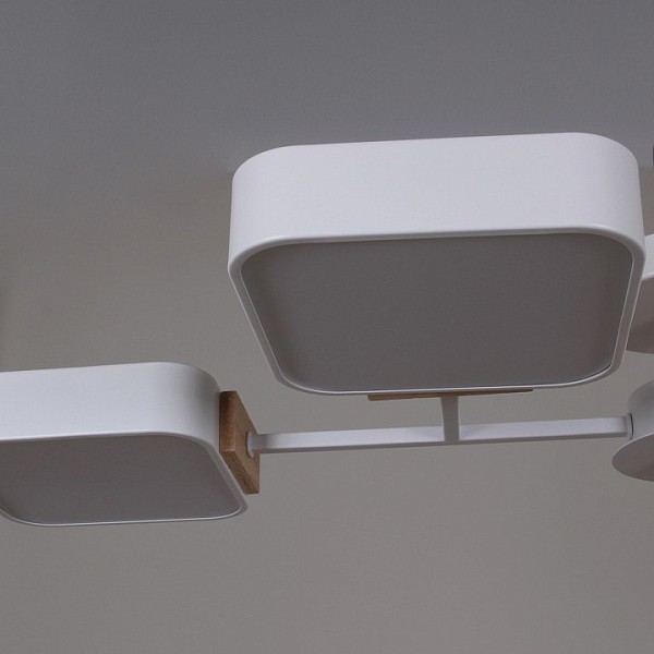 Люстра на штанге Reluce  белый арт. 03363-0.3-06 WH+WOOD