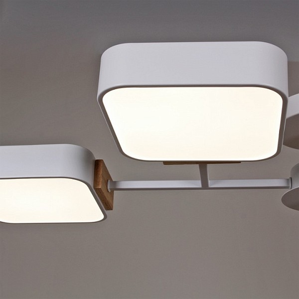 Люстра на штанге Reluce  белый арт. 03363-0.3-06 WH+WOOD