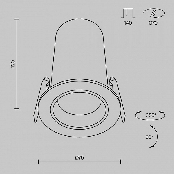 Встраиваемый светильник Maytoni Technical FOCUS LED белый арт. DL125-L12-4K-W